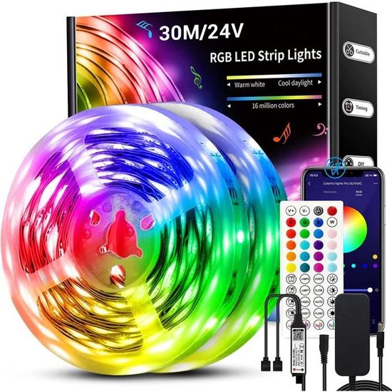 Bande LED 70 Pouces/1,8m Pour Voiture 24V - RGB Multicolore Avec Télécommande - Étanche IP67 Pour Camions Et Remorques