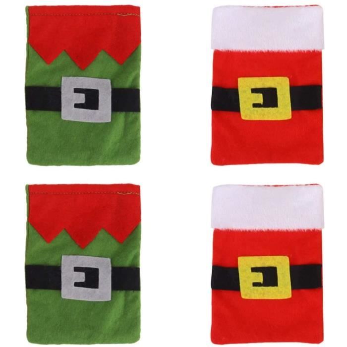 Lot De 24 Porte-Couverts De Noël MOROBOR - En Forme De Sapin Vert - Pour Couverts De Table Fêtes - 8