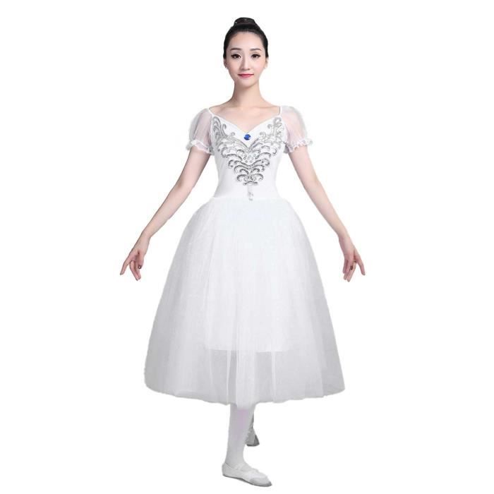 Femmes longue Tulle rose bleu blanc Tutu robe de Ballet adulte