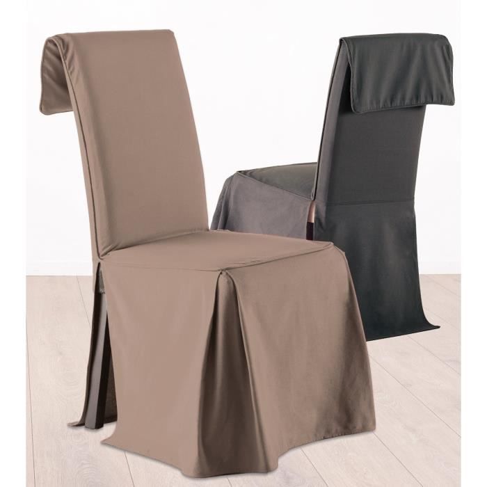 Housse de chaise hauteur ajustable  100 % coton  coloris TAUPE
