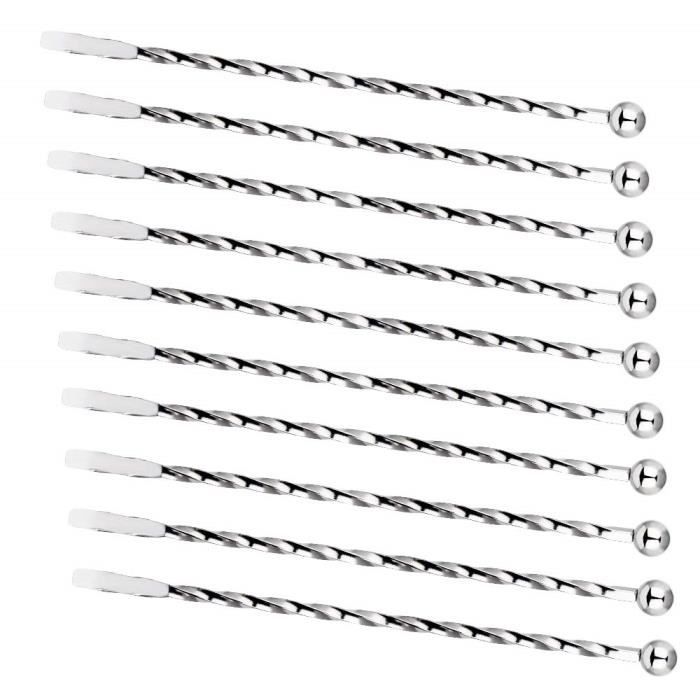 10 Pcs Cocktail Agitateurs en Acier Inoxydable Anti-Corrosion, 19cm Mélangeurs Boissons Touilleurs pour Mojito Café Lait Jus