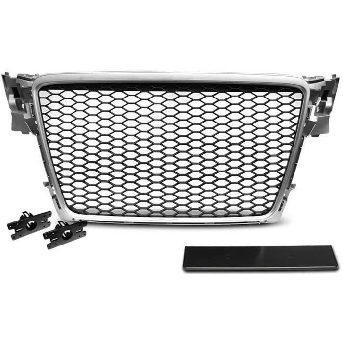 Grille de calandre Audi A4 B8 08-11 look RS argent noir