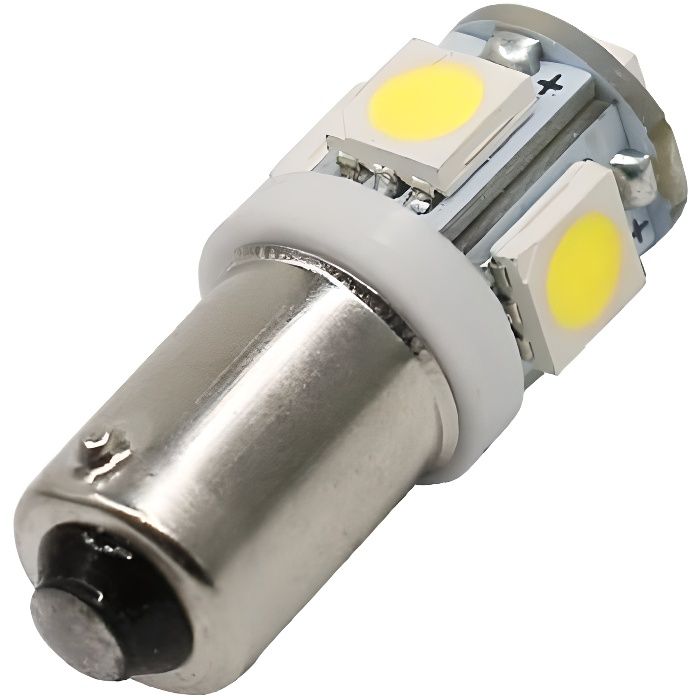 Ampoule 5 LEDS BA9S T4W Veilleuse Blanche 6000k Blanc xenon