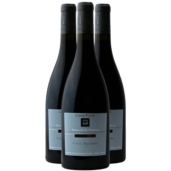 Corse Figari Cuvée Alexandra Grande Réserve Rouge 2018 - Lot de 3x75cl - Domaine de Tanella - Vin AOC Rouge de Corse