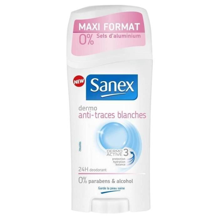Sanex Déodorant Stick Dermo Anti-Traces Blanches Maxi Format 65ml (lot de 3)