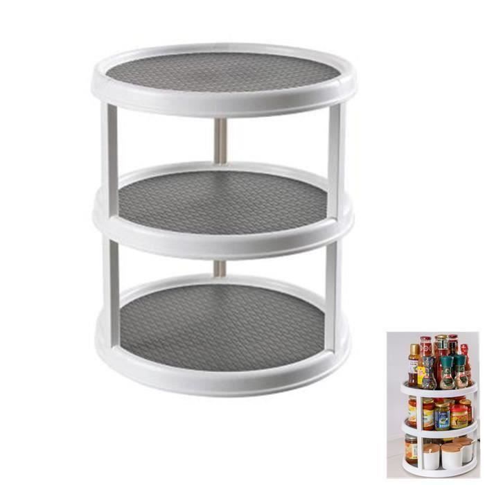Plateau tournant en plastique à 3 étages pour épices, aliments, etc. – accessoire de rangement cuisine pour placards