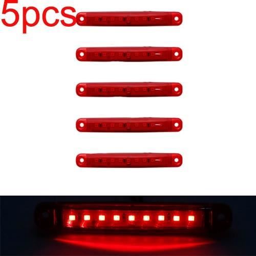 5pcs red 12v -SMD – feu latéral arrière rouge blanc jaune vert bleu 12-24V 9, pour voiture, Bus, camion, marqueur latéral de camion