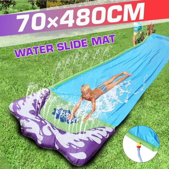 SUPER Tapis de Glisse A Eau Gonflable jet d'eau Toboggan Piscine 70x480CM
