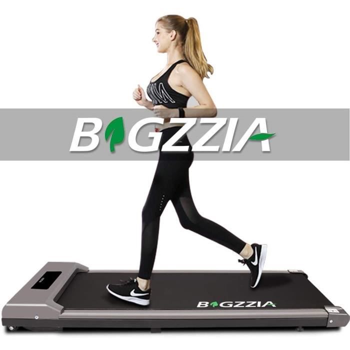 bigzzia Tapis de course à pied motorisé - Portable - Plat - Avec télécommande et écran LCD - Pour la maison, le bureau, la salle de