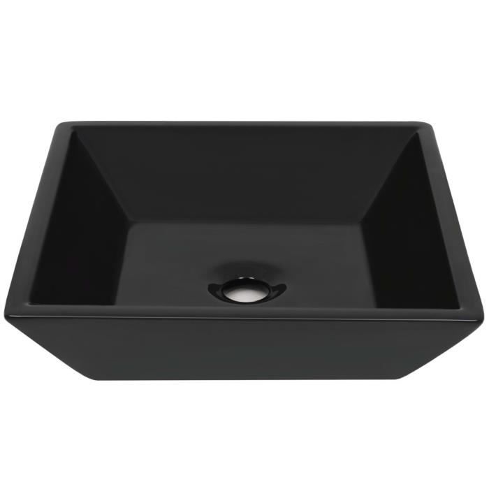 Super - Lavabo Vasque à poser - Lavabo à poser Évier et lavabo salle de bain Céramique carré Noir 41,5 x 41,5 x 12 cm @128466