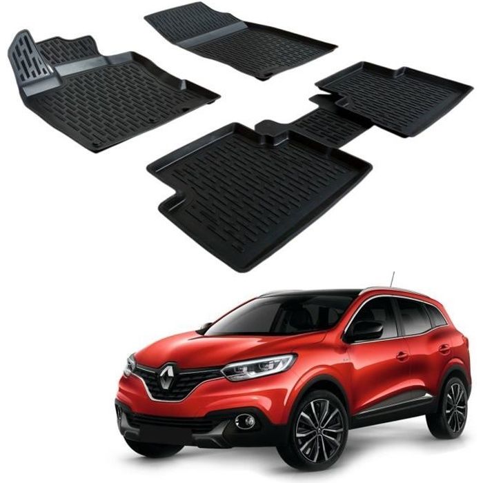 - 3D TAPIS DE SOL EN CAOUTCHOUC PREMIUM COMPATIBLE AVEC RENAULT KADJAR 2015-prés 4 pièces SCOUTT