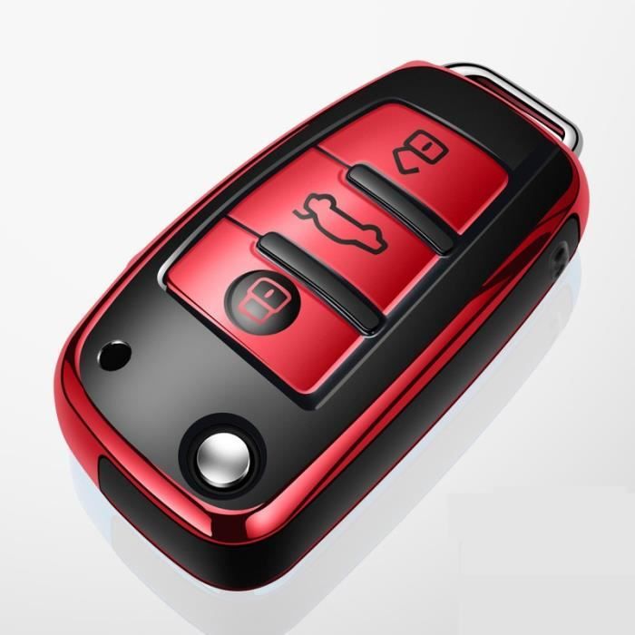 Coque clé,Coque de clé de voiture pour audi, pour audi a1, a3, a4, a5, a6, a7, a8, quattro, q3, q5, q7, r8, allroad - Type Rouge