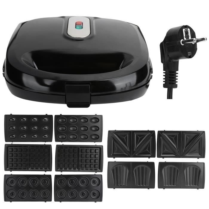 HURRISE Machine à sandwich Machine à Petit‑déjeuner 6 en 1 750W Gaufrier Électrique Machine à Madeleines Panini Sandwich EU