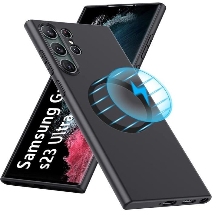 Coque pour Samsung Galaxy S23 Ultra avec Cercle Métal Mat Noir