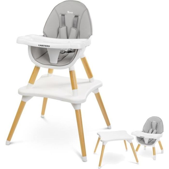 TUVA Chaise haute évolutive en table et chaise Gris