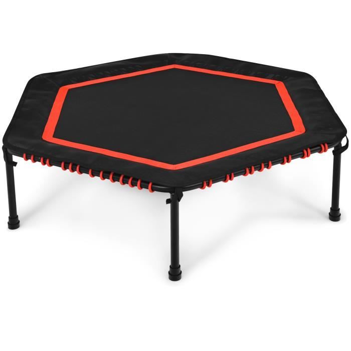 COSTWAY Trampoline de Fitness Pliable Hexagonal Φ126CM Limite 200 KG avec Patins de Sécurité Cordons Elastiques pour Enfants/Adultes
