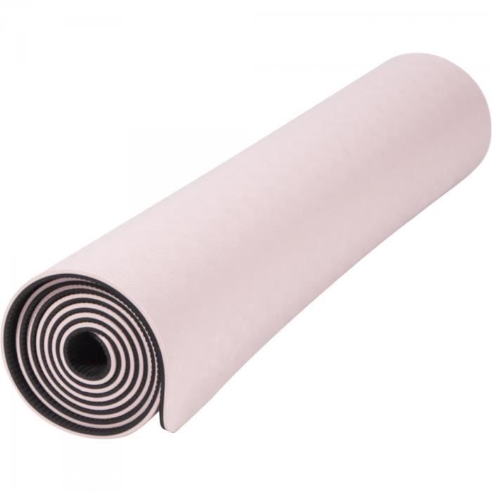 Tapis de Yoga - pilates - en TPE - double face bicolor noir et rose, 180cm x 60cm x 0,6cm