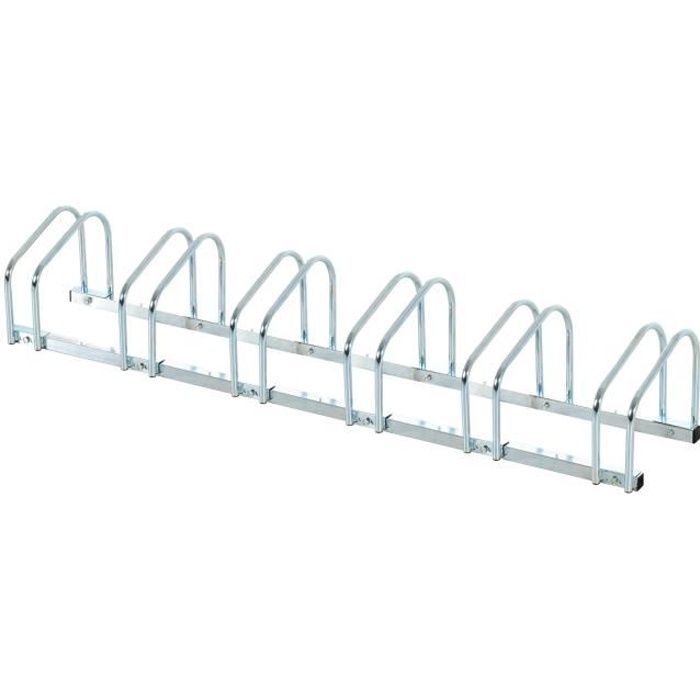Râtelier pour 6 vélos 160 x 33 x 27cm fixations au sol acier galvanisé argent neuf 26