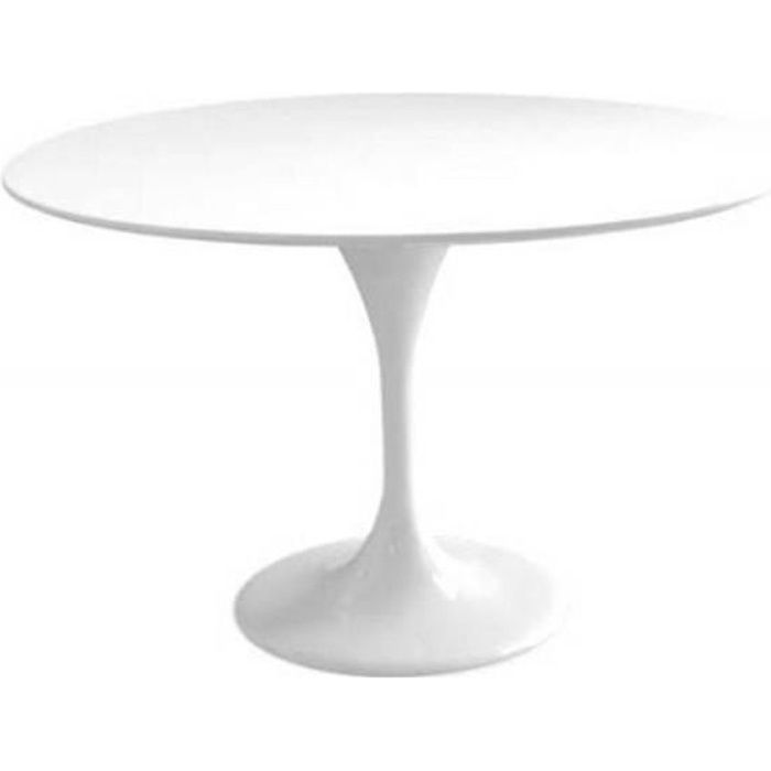 Table ronde de repas design TULIPE laquée blanc 90 cm. - Fibre de verre Inside75