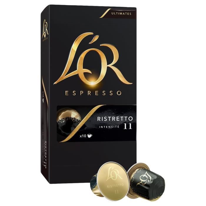 L'Or Espresso Café Ristretto - Intensité 11 - 50 Capsules en Aluminium Compatibles avec les Machines Nespresso® (Lot de 5X10