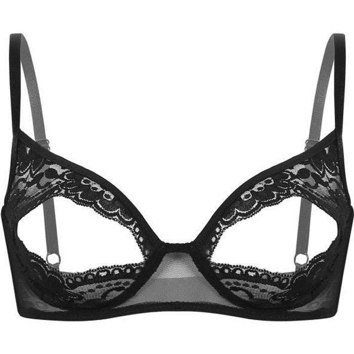 Sexy Femme Lingerie Soutien Gorge Sexy Ouvert Sein Nu Bras Sissy Vêtements de Nuit Dentelle Floral Mamelon Crop Top Clubwear S-XL