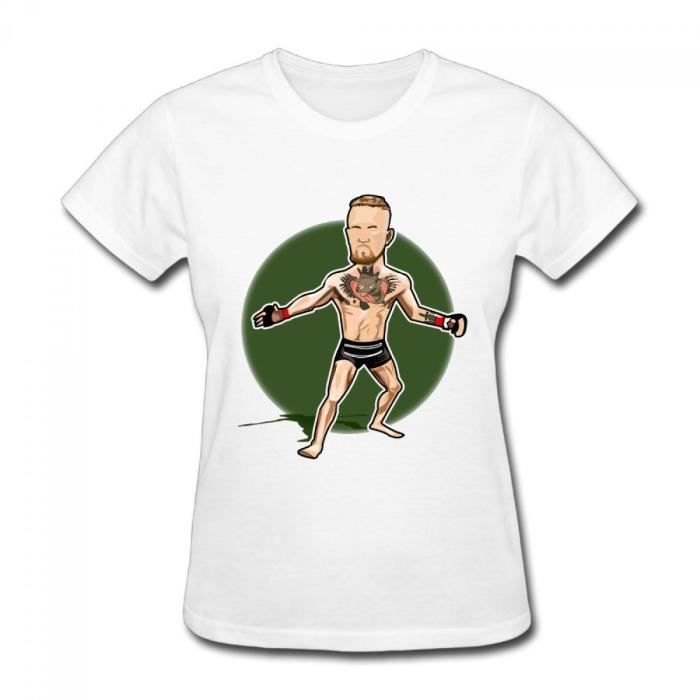 Conor McGregor UFC 196 Cartoon Logo Femme Col rond Coton Manche courte T-shirt