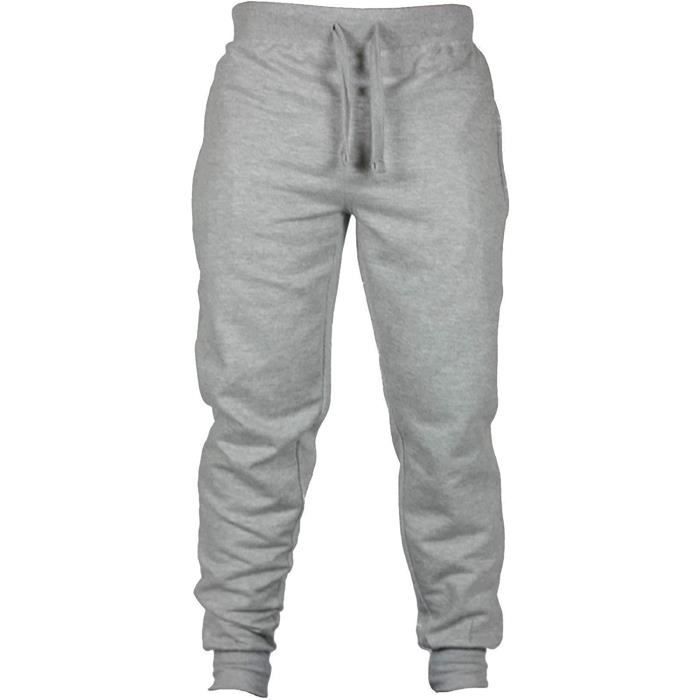 Hommes Uni Gym SPORTS Décontracté Taille Élastique Jogging Bas de Jogging Gris