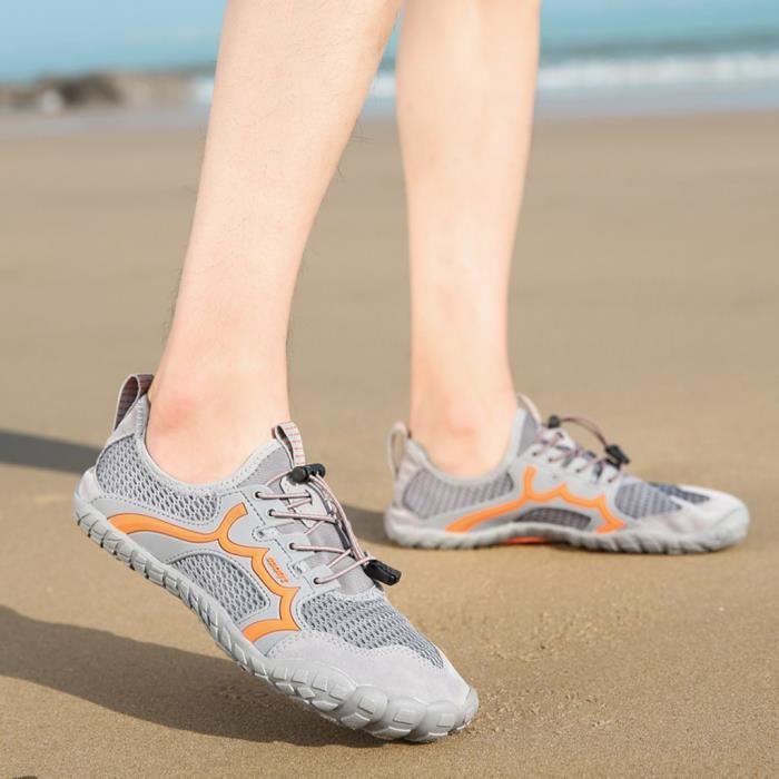 Homme Chaussures de randonnée Chaussures de natation de plage Chaussures aquatiques Pieds nus Chaussures Aqua à séchage rapide Gris