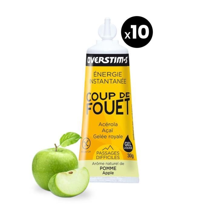 OVERSTIMS - Gel Coup de Fouet- Energie Instantanée - Pomme verte - 10x30g