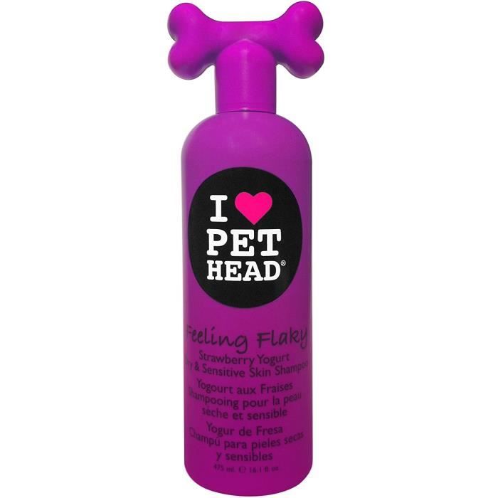 Pet Head Chien Shampooing Feeling Flaky pour Peaux Sèches et Sensibles Parfum Yaourt aux Fraises 475 ml: Animalerie