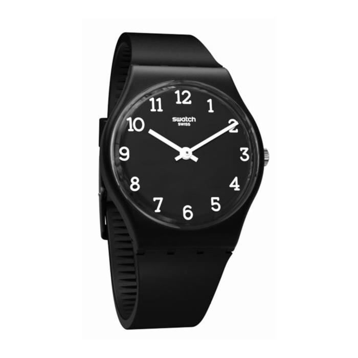 SWATCH BLACKWAY UNISEX 34MM BRACELET SILICONE NOIR QUARTZ MONTRE GB301