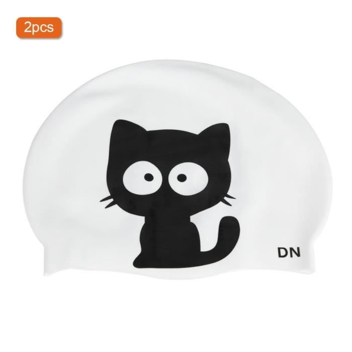 VINGVO bonnet de bain pour enfants 2pcs bonnet de bain en silicone motif dessin animé unisexe pour enfants (chat)