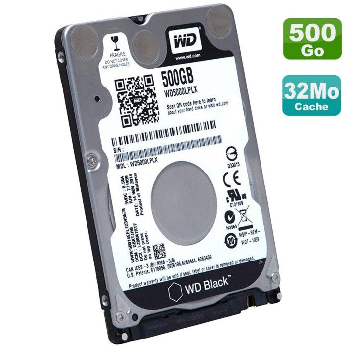 Disque Dur 500Go Sata III 2.5" Wd Black Wd5000Lplx-08Zntt0 00Fc425 Sh20G63100