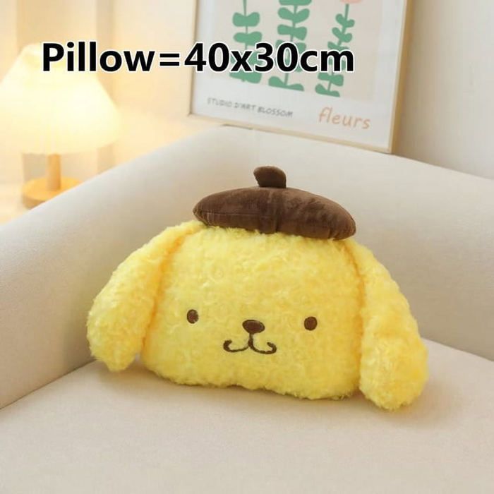 Fascia Per Capelli In Peluche Pom Pom Purin Con Orecchie E Cappello, Accessorio Morbido E Ufficiale, Misura 200x220 Mm