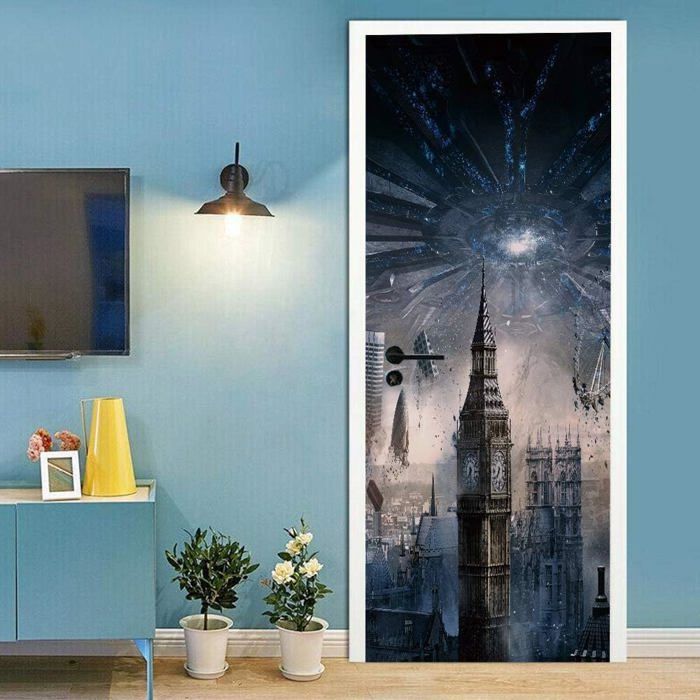 Autocollant Porte 3D Effet Trompe-l'œil 77x200 Cm - Sticker Mural Paysage Naturel, Facile à Poser, Amovible - 7