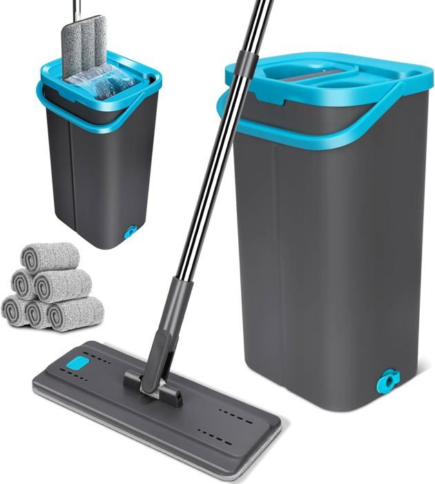 NIBHZ Serpillière Seau Essoreur Balai Professionnel Manche INOX - Idéal Nettoyage Sol