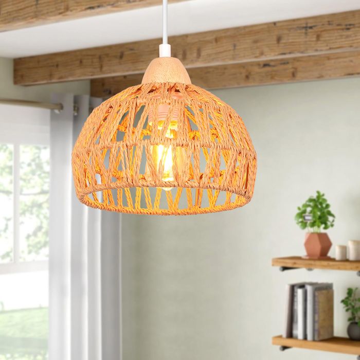 Lampe Suspendue En Rotin Vintage Tissée à La Main, Luminaire Décoratif D'Nik, Idéal Pour Une Table à Manger, Un Restaurant, Un Salon Ou Une Chambre à Coucher
