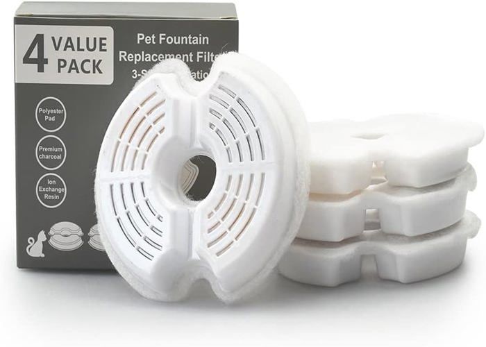 Comparer les prix de 4pcs filtres de rechange pour fontaine à eau pour chat en acier inoxydable de 2,5l 2L Filtre de rechange avec résine et charbon
