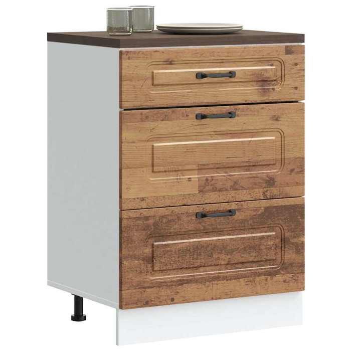 vidaXL Armoire de cuisine Kalmar vieux bois bois dingénierie meuble dévier meuble de cuisine avec tiroir meuble de 854287