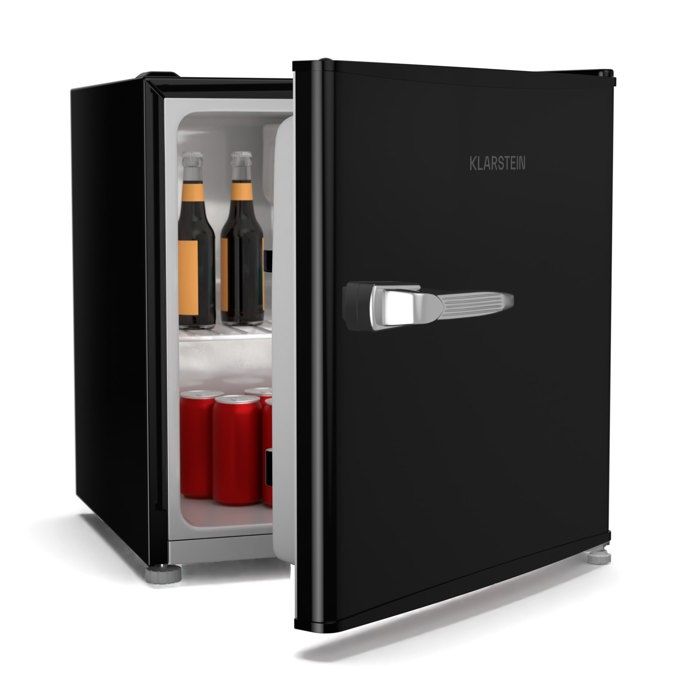 Klarstein irene mini r&eacute;frig&eacute;rateur r&eacute;tro 46 l minibar silencieux frigo 37 db cee d 0-10&deg;c noir 