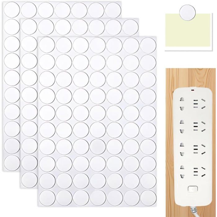 Pastilles Auto-agrippantes Rondes - Lot De 20 Paires, Noir, Pour Nappes, Tapis, Draps
