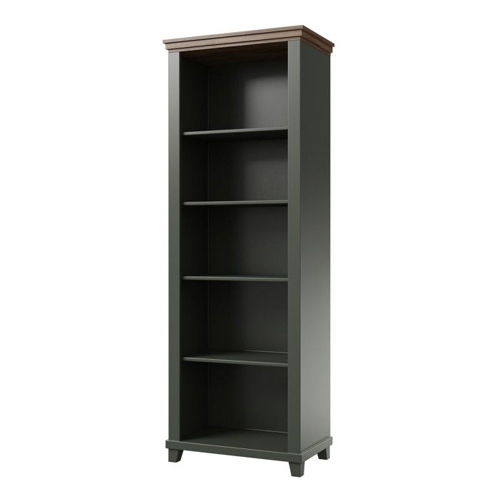 Bibliothèque ASSIA vert foncé et bois 71 cm - 5 niches ouvertes - Élégance sobre et design Bibliothèque ASSIA vert foncé et bois 71 cm - 5 niches ouvertes - Élégance sobre et design