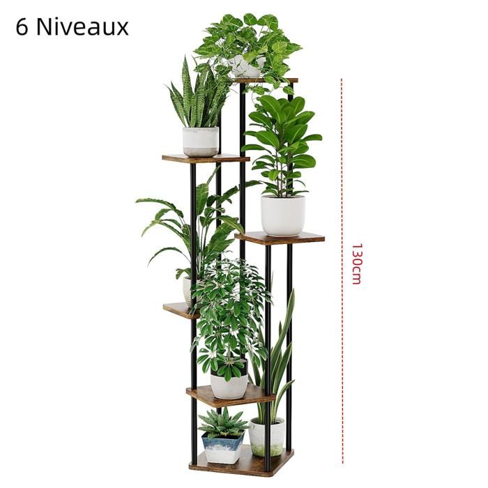 Support plantes interieur 6 Niveaux Porte Plante Plusieurs Niveaux Meuble Étagère Plante pour jardin balcon salon chambre