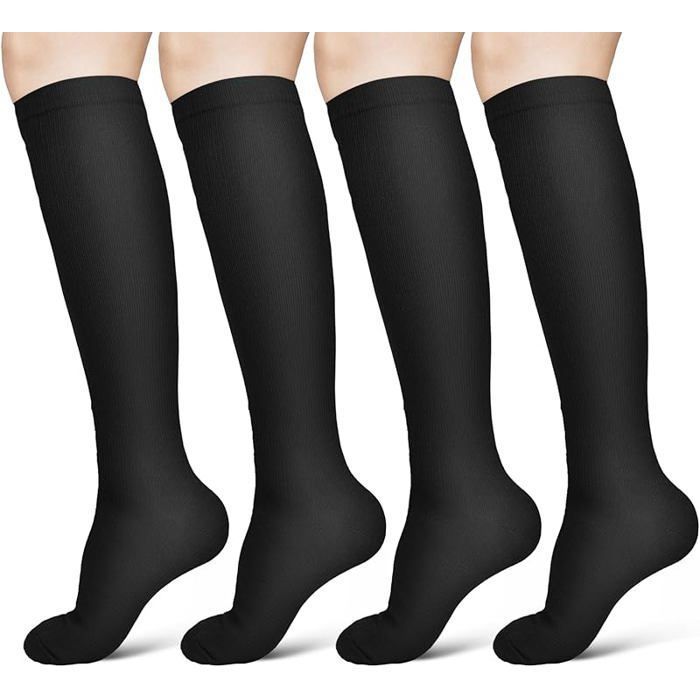 Chaussettes Compression 2 Paires 15-20 mmHg Bas Contention pour Femmes et Hommes Chaussettes Compression S/M