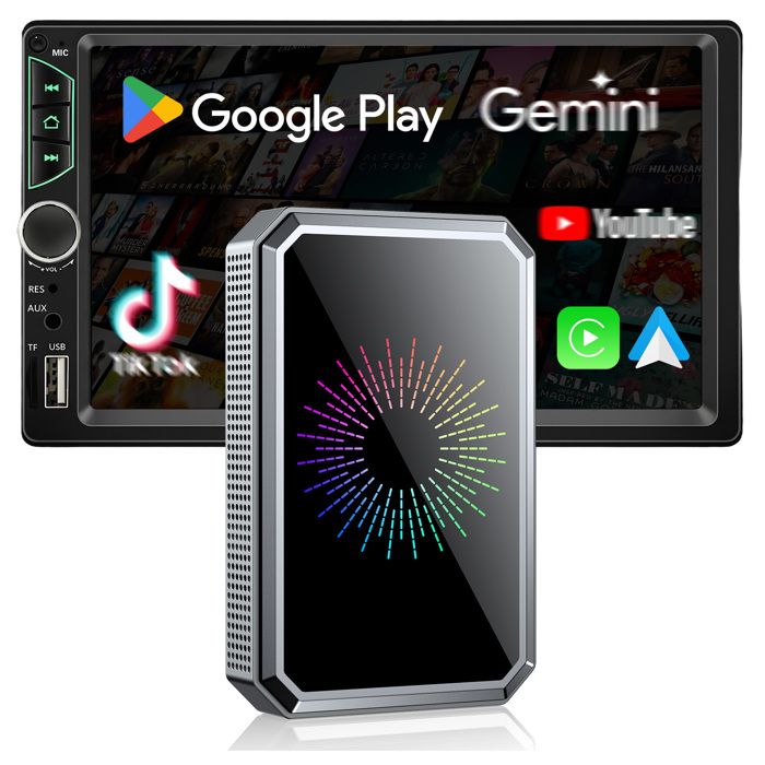 CAMPARK Autoradio Adaptateur Carplay sans Fil AI-BOX avec Netflix Youtube Multiple Apps Mirror Link Sortie HDMI 4G+32G