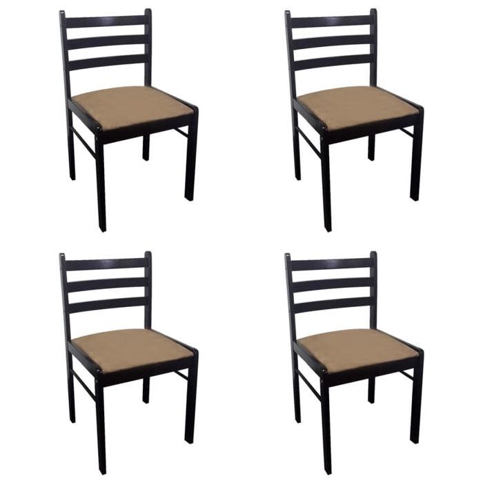 SOLO - TOP Chaises à manger/cuisine - lot de 4 - marron hévéa solide et velours - cadre en bois - max charge 110kg LV186