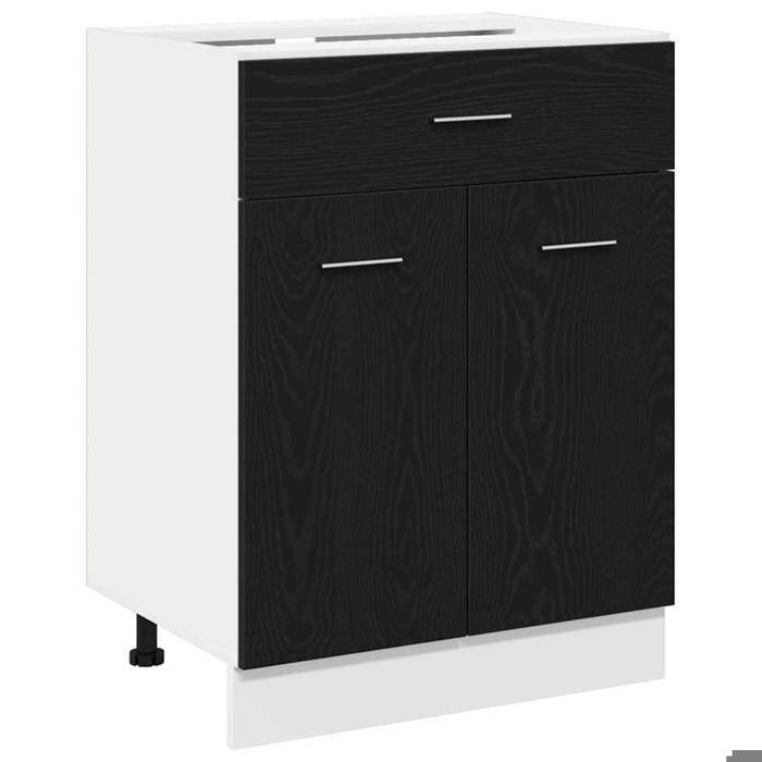 Automne/hiverArmoire bas de cuisine Colonne cuisine - Cabinet de base avec tiroir Riga Chêne noir 60 x 46 x 815 cm8652651