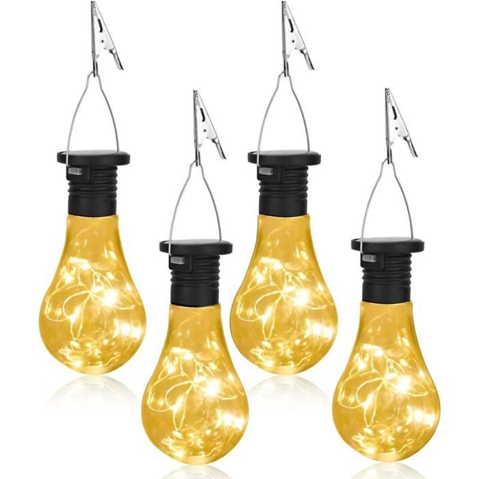 Lampe solaire suspendue - PZCC - Lot 4 - LED - Avec clip - Panneau silicium polycristallin - Transparent