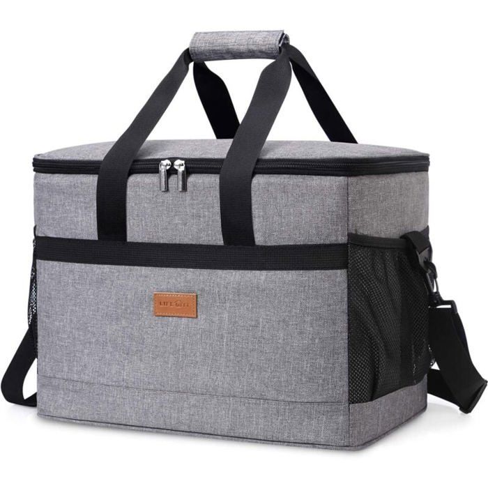 DRE-Sac isotherme pliable pour 30/50/60 canettes grand sac à déjeuner étanche sac fourre-tout portable et glacière souple pour