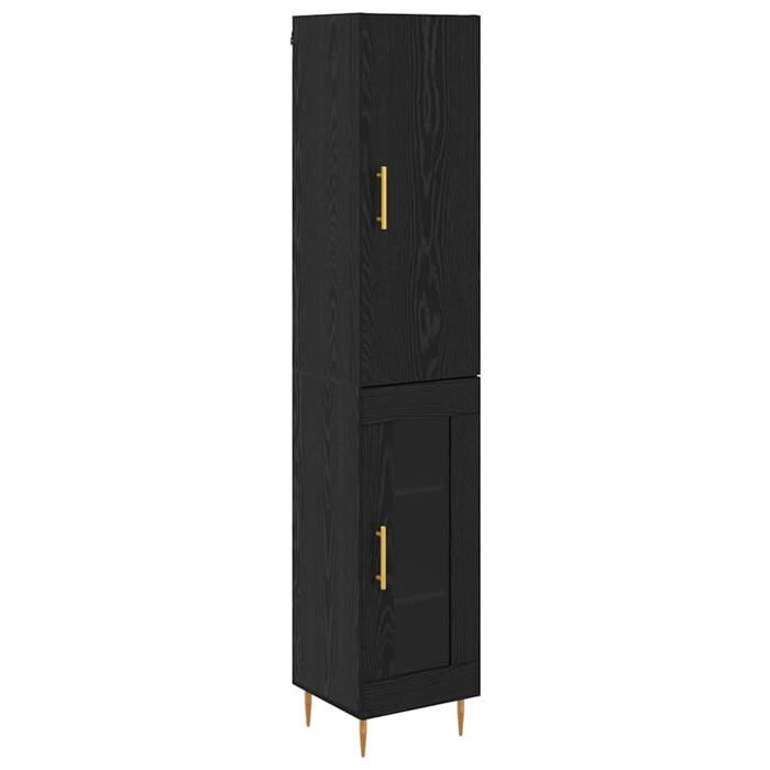 Vaisselier moderne - vidaXL - Chêne noir - Bois dingénierie - 345 x 34 x 180 cm - 2 portes - Pieds dorés